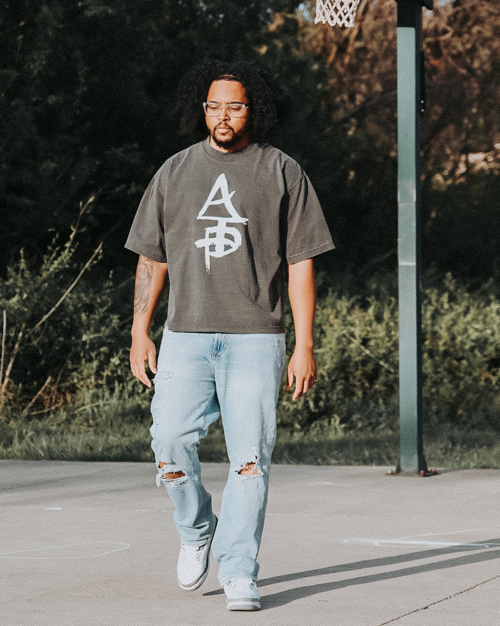 Gray Oversized drop shoulder  tees