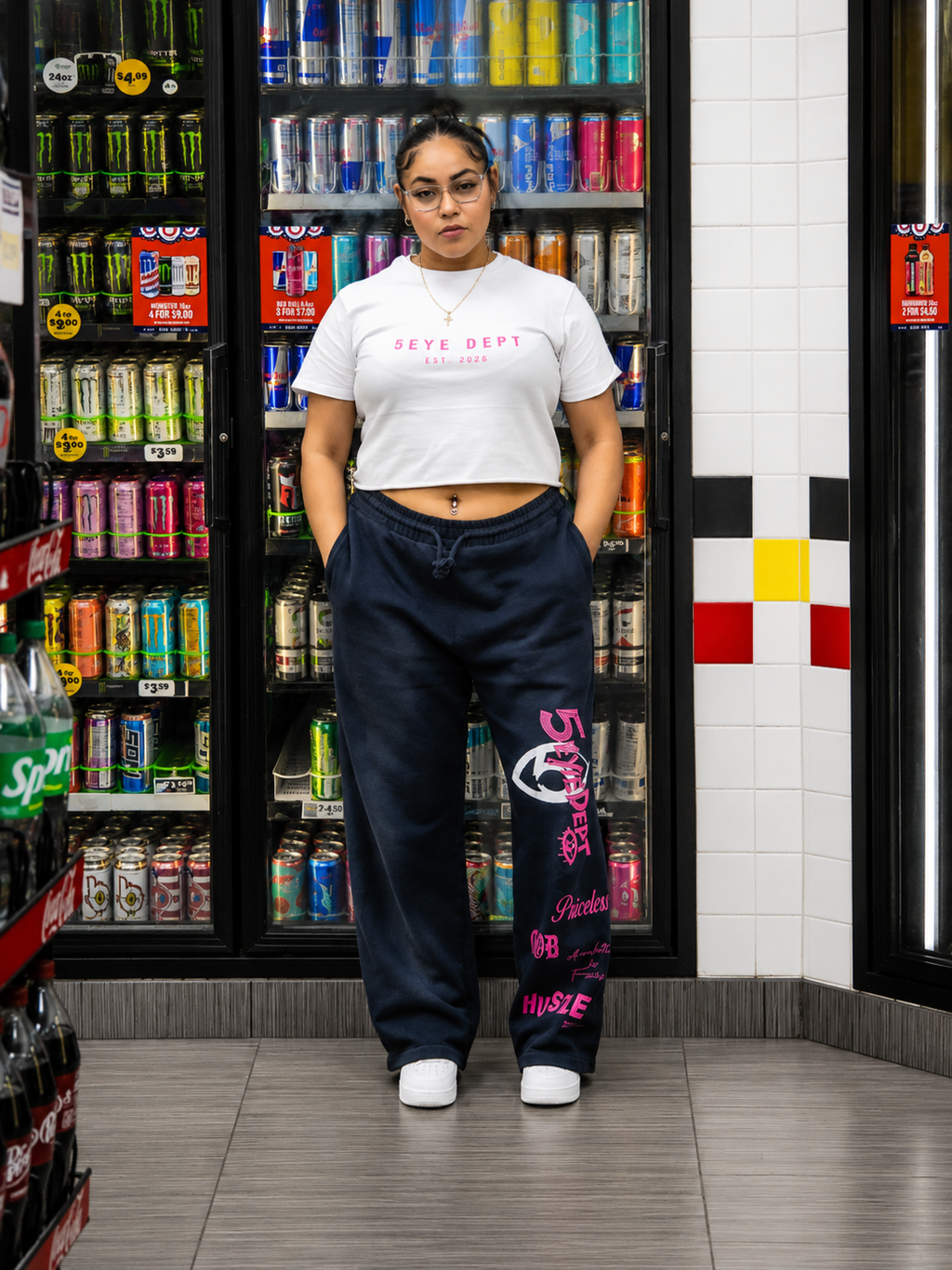Womens Pink cropped tee
