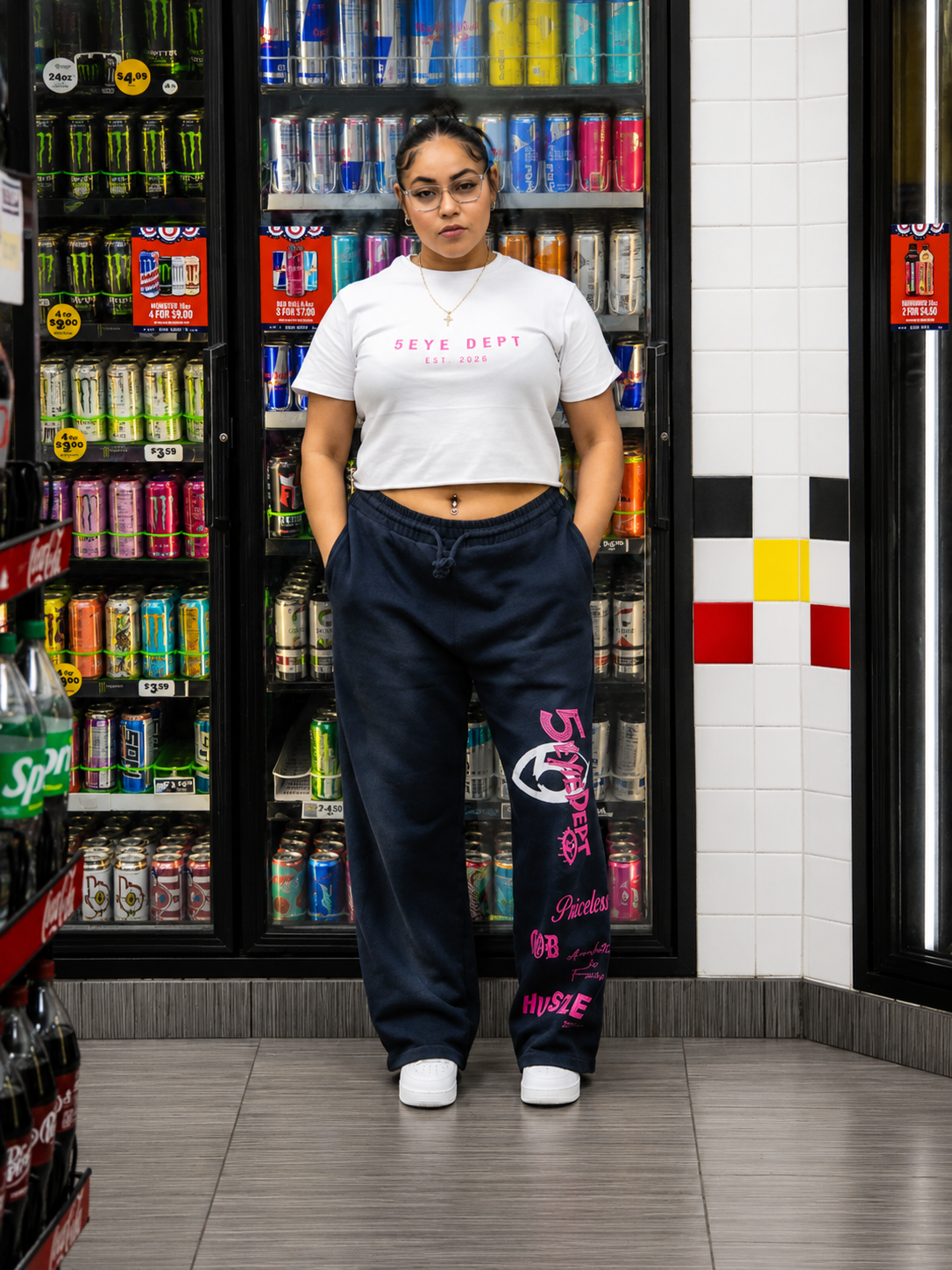Womens Pink cropped tee
