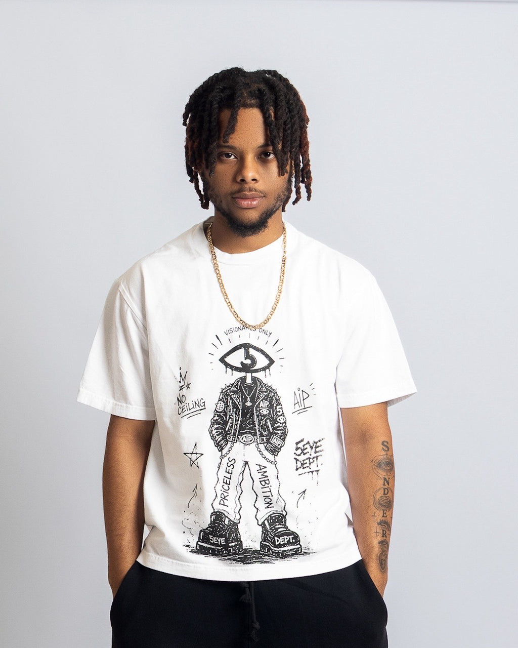White mascot tee