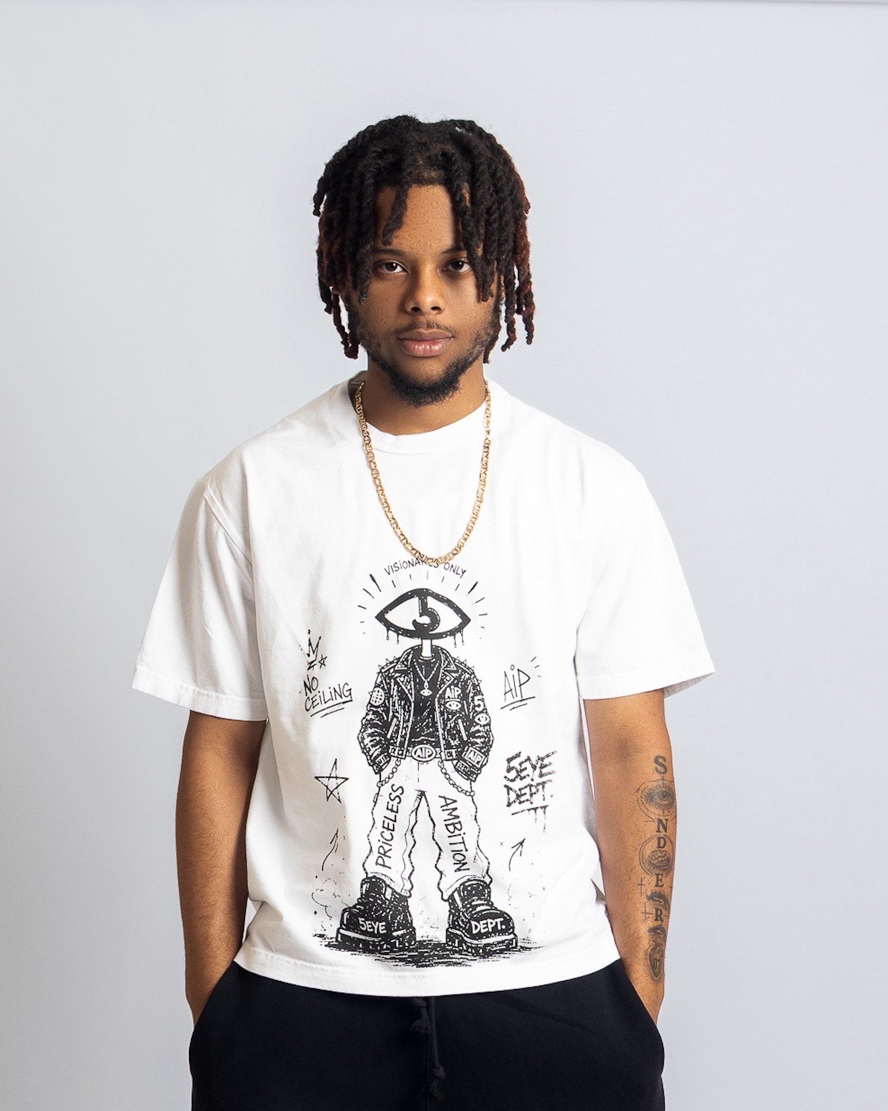 White mascot tee