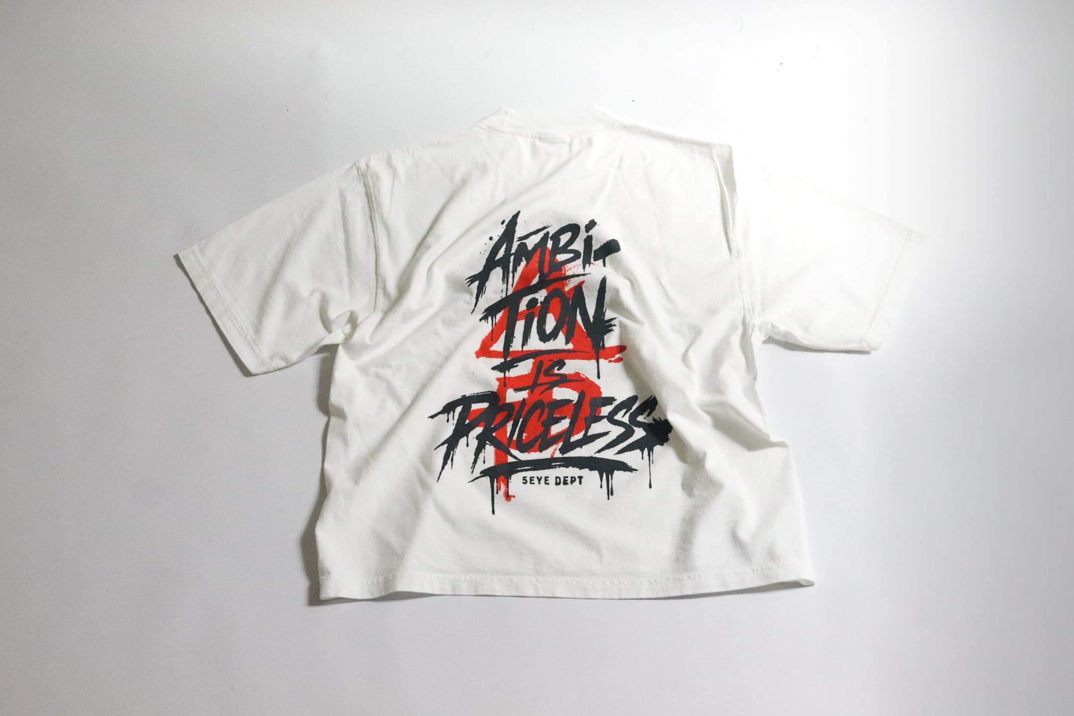 White Oversized Ambition is Priceless drop shoulder tees