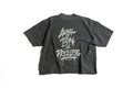 Gray Oversized Ambition is priceless drop shoulder  tees